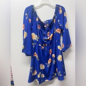 Altar'd State Blue Dress with Floral Accents